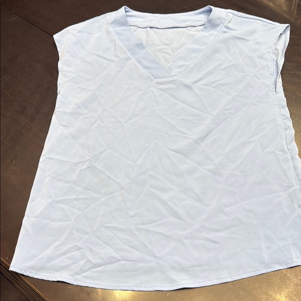 Light Blue V-Neck Top